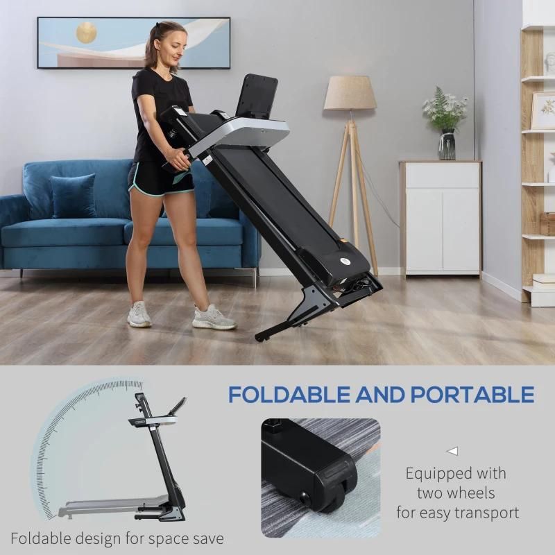 HOMCOM Folding Treadmill Blak Home Motorised Running Machine w/ LCD Display