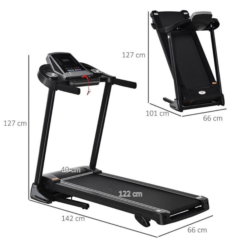 HOMCOM Folding Treadmill Running Machine with LED Display, Manual Incline, 12 Preset Programs, Drink & Phone Holder for Home Gym Fitness